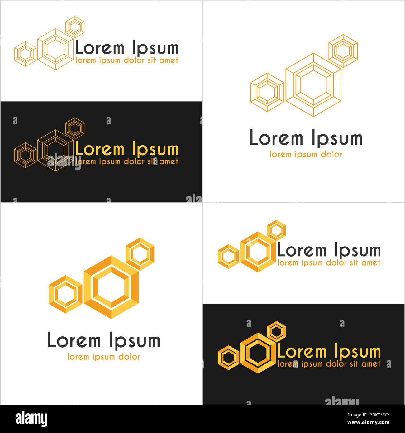 Modelli di logo esagoni gialli Illustrazione Vettoriale