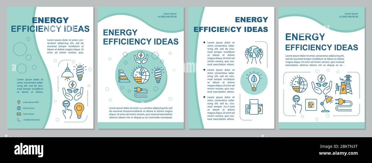 Modello di brochure sulle idee per il risparmio energetico Illustrazione Vettoriale