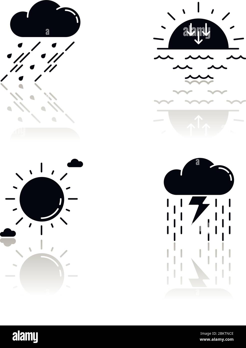 Le icone di glifo nero delle previsioni diurne e notturne sono ombreggiate Illustrazione Vettoriale
