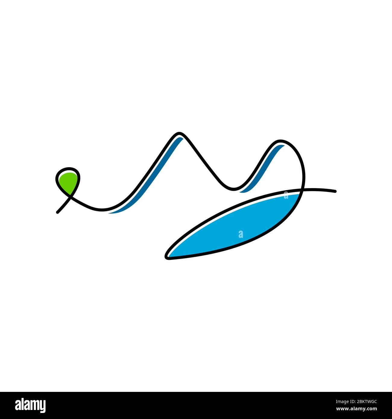 Semplice concetto di design lineare di montagna, isolato su sfondo bianco. Illustrazione Vettoriale