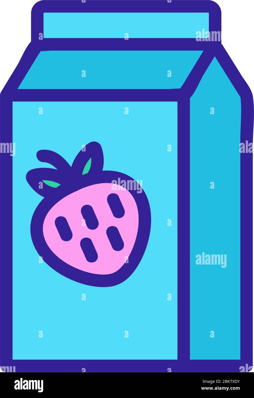 icona di yogurt alla fragola confezionata illustrazione del contorno vettoriale Illustrazione Vettoriale