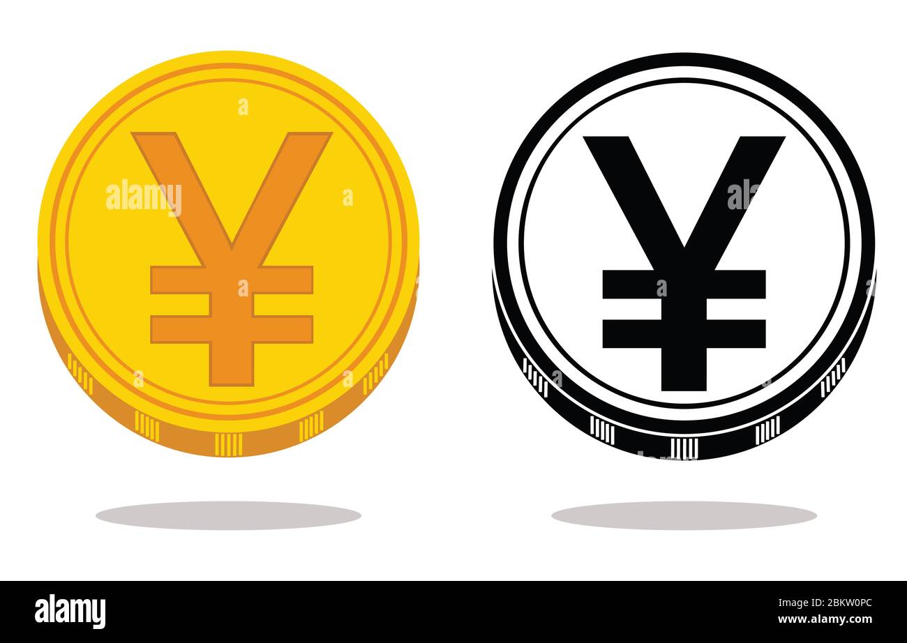 Immagine della moneta con il simbolo della valuta yuan. Illustrazione vettoriale Illustrazione Vettoriale