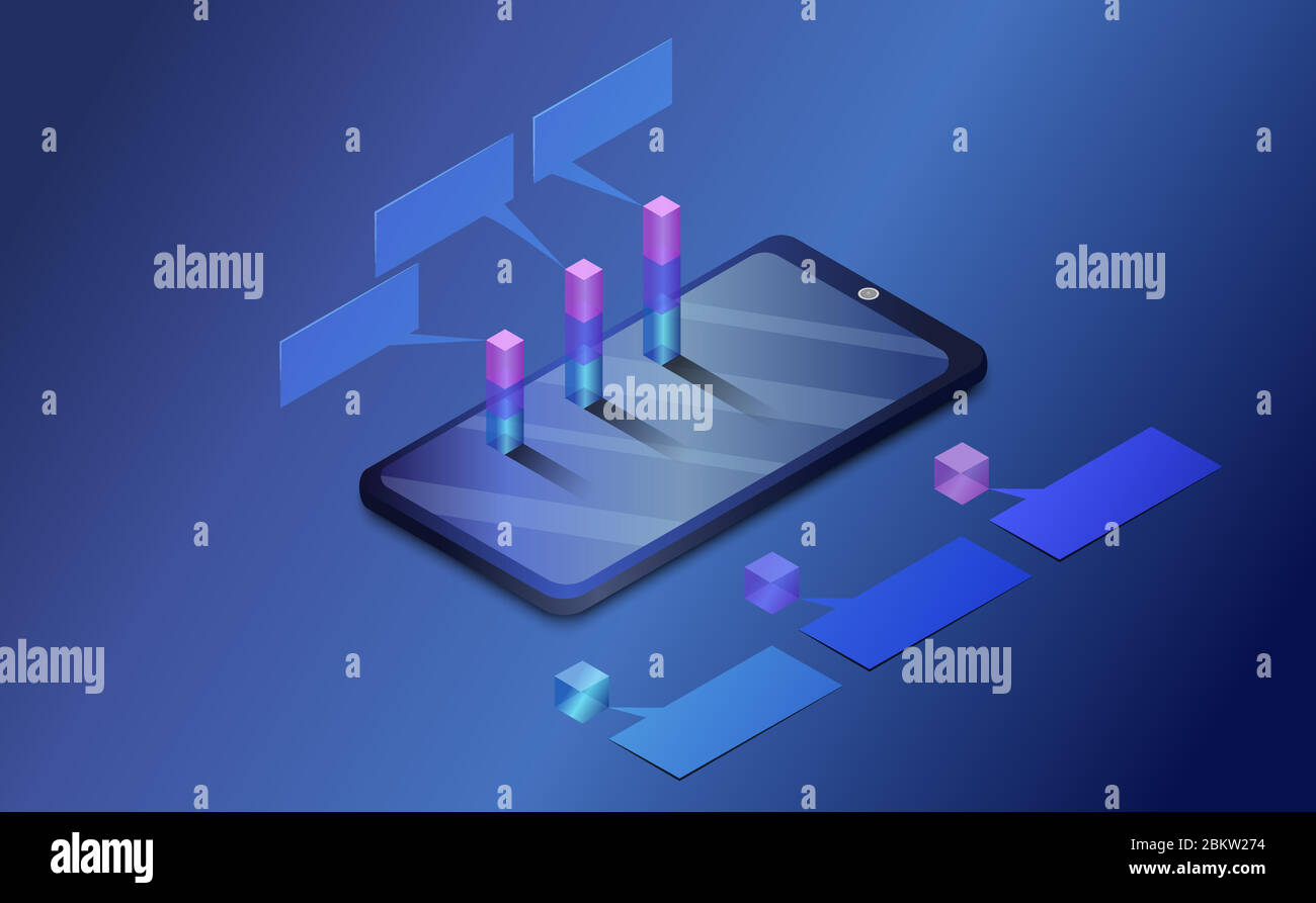 Smartphone e grafico. Analisi e statistica Illustrazione Vettoriale