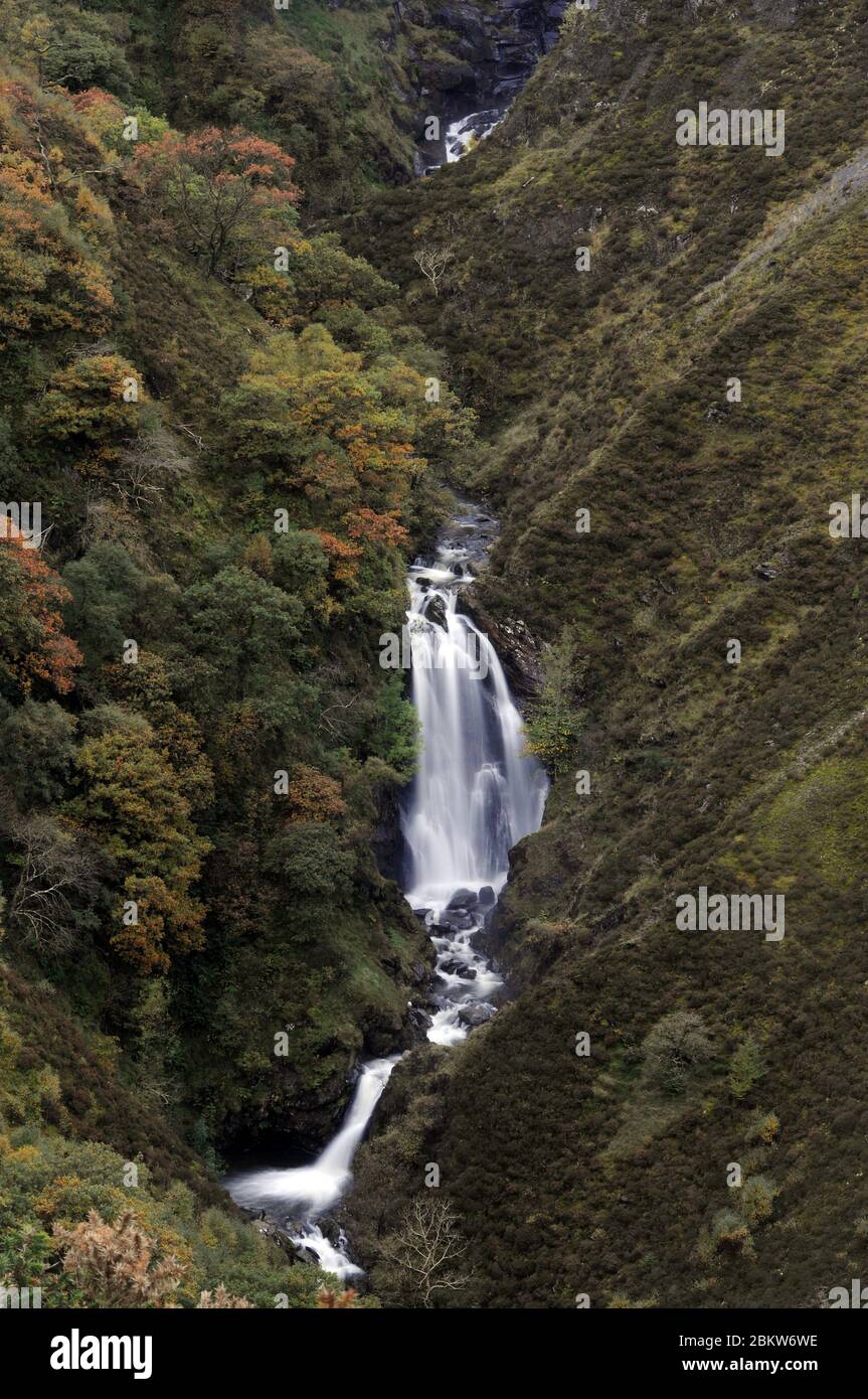 Le due cascate sotto Ffrwd Fawr. Foto Stock
