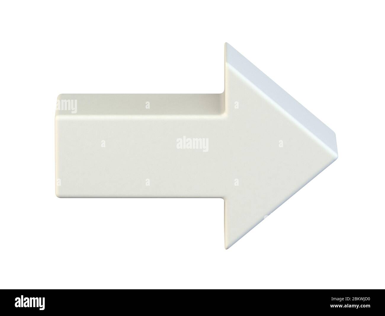 Semplice icona bianca freccia destra rappresentazione 3D isolata su sfondo bianco Foto Stock