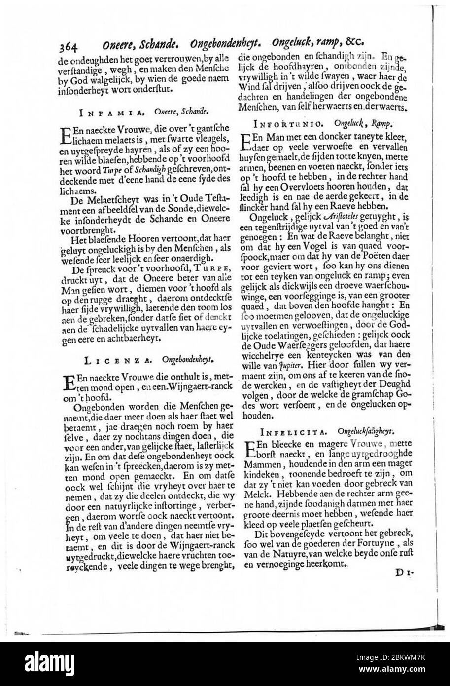 Iconologia di Cesare Ripa (1644) p 364. Foto Stock