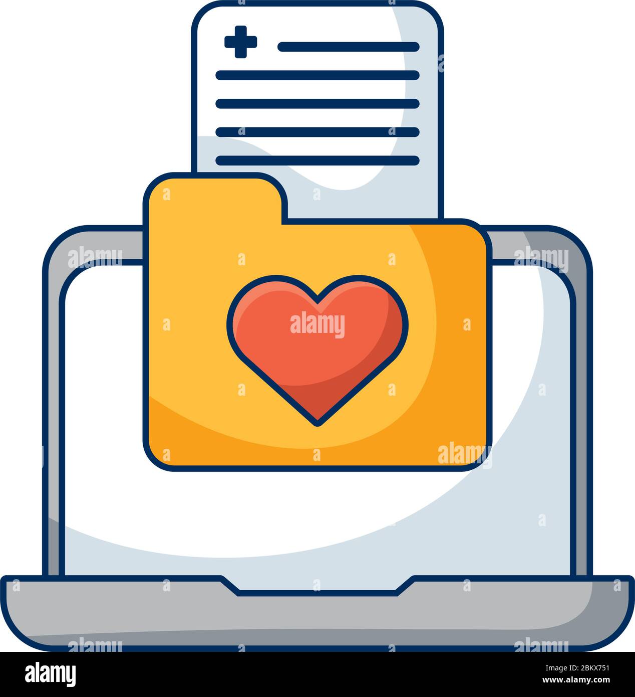 computer portatile con tecnologia di telemedicina a cartelle Illustrazione Vettoriale