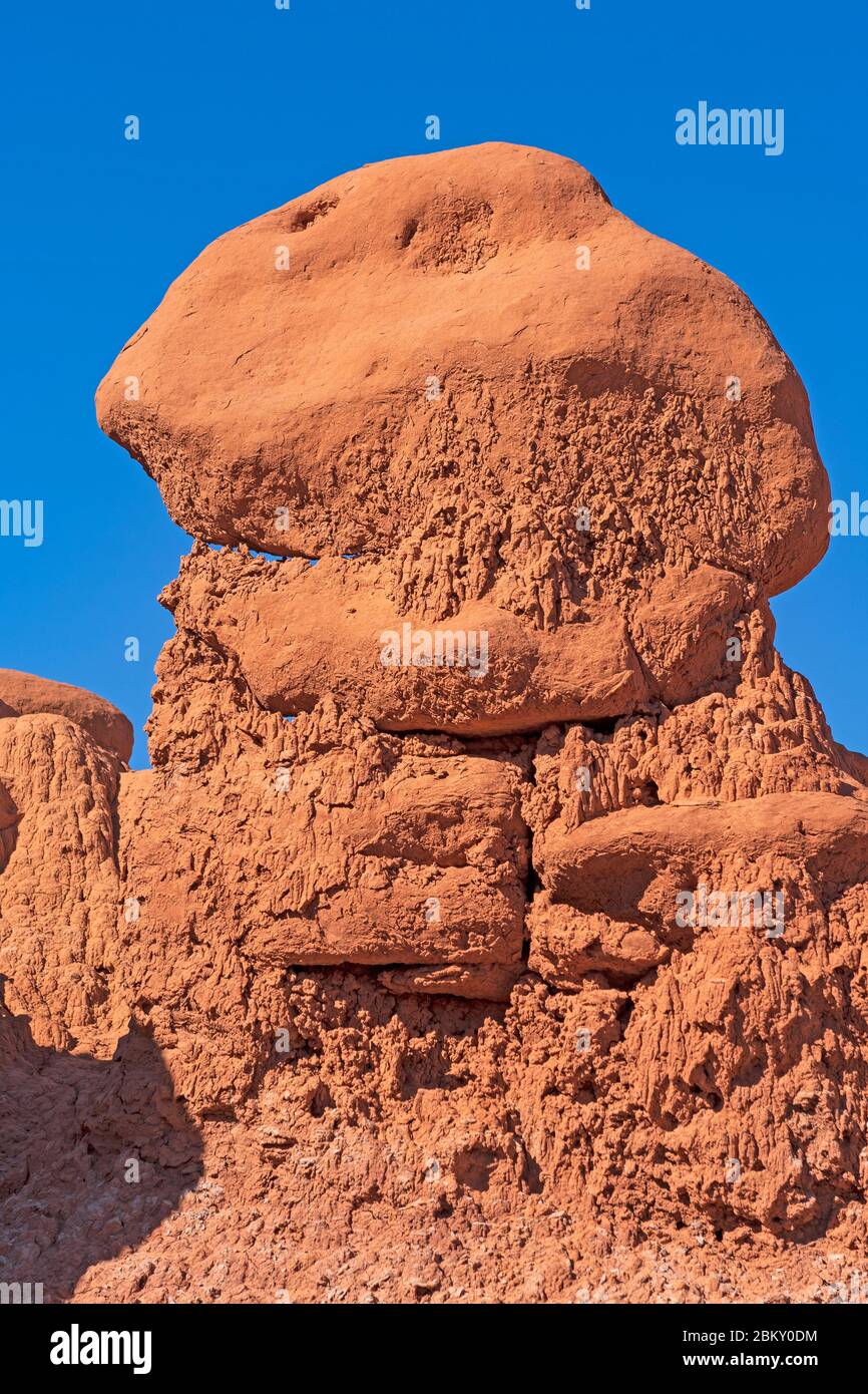 Dettagli sull'erosione su una roccia del deserto nel Goblin Valley state Park nello Utah Foto Stock