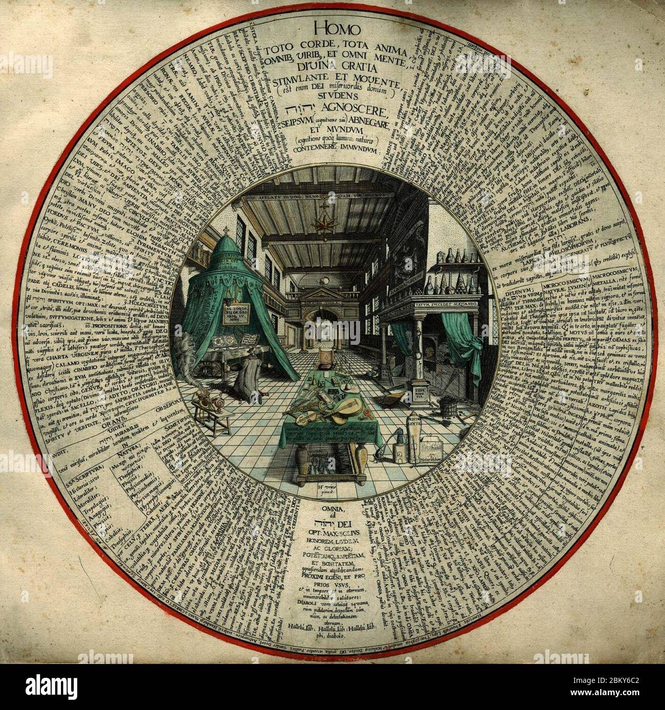Image-Amphitheatrum sapientiae aeternae - laboratorio di Alchimista con testo. Foto Stock
