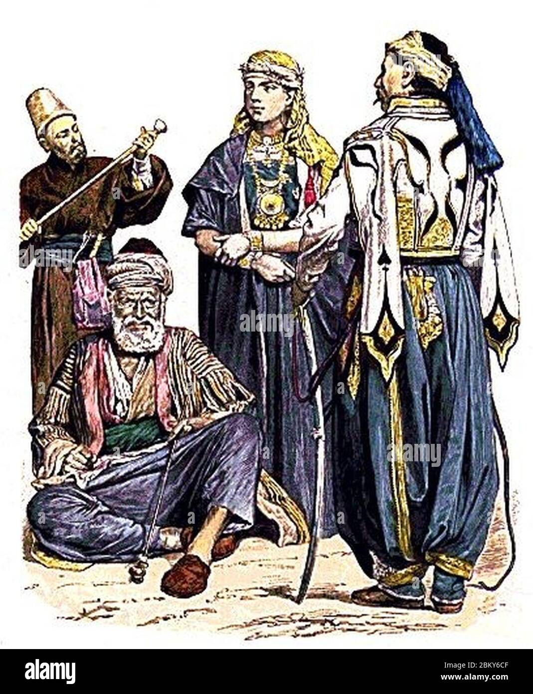 Image-D) Dervish Siriano contadino giovane Druse Donna Karvass (ufficiale di polizia) a Damasco. Foto Stock