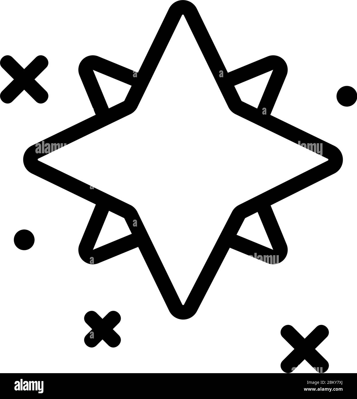 illustrazione del profilo vettoriale dell'icona di brillantezza a doppia stella Illustrazione Vettoriale