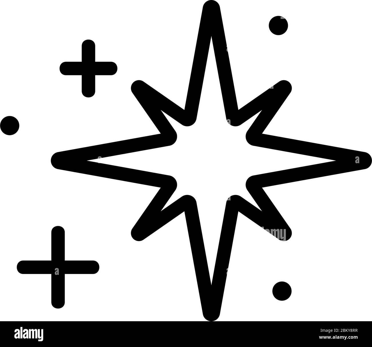 radianza dell'illustrazione del profilo vettoriale delle icone a stella ottagonale Illustrazione Vettoriale