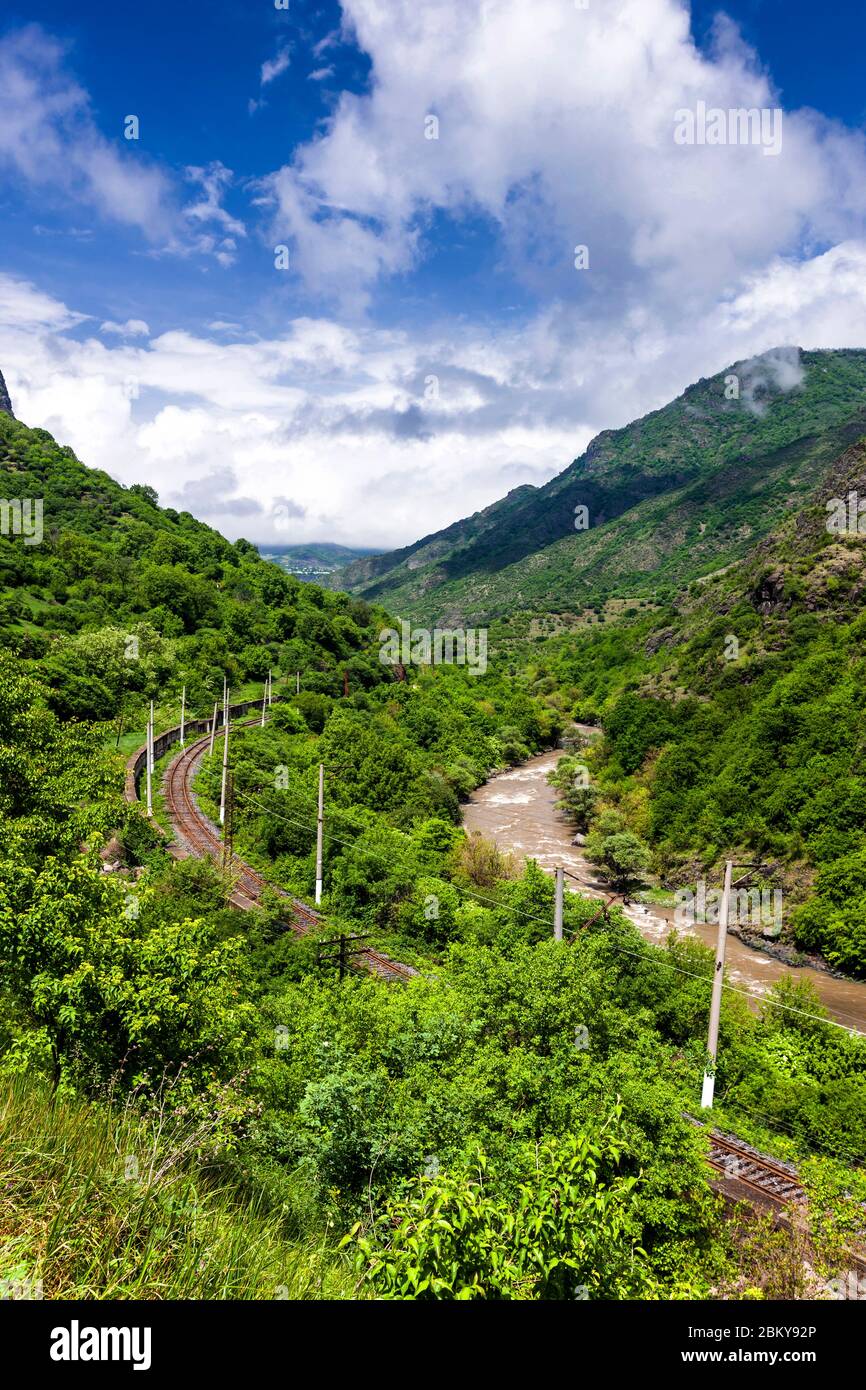 Debed canyon vicino Kobayr Monastero, Debed valle, Kobayr, Provincia di Lori, Armenia, Caucaso, Asia Foto Stock