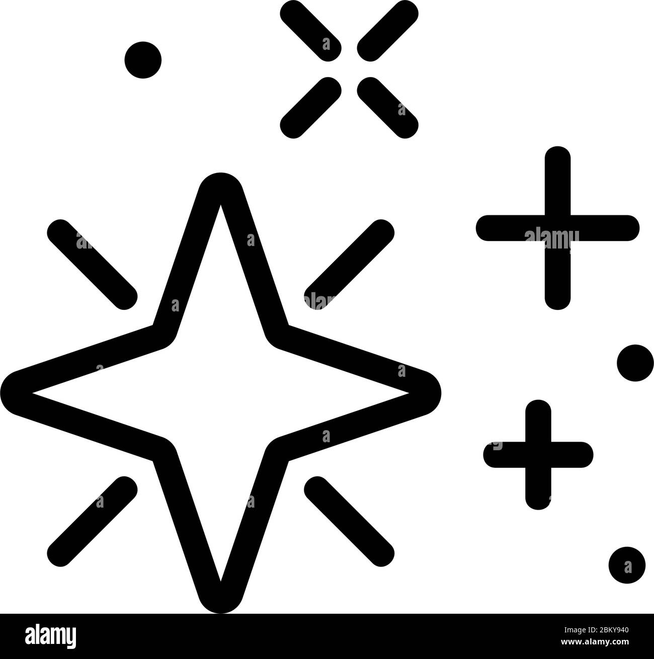 illustrazione del profilo vettoriale dell'icona di radianza a quattro stelle appuntite Illustrazione Vettoriale