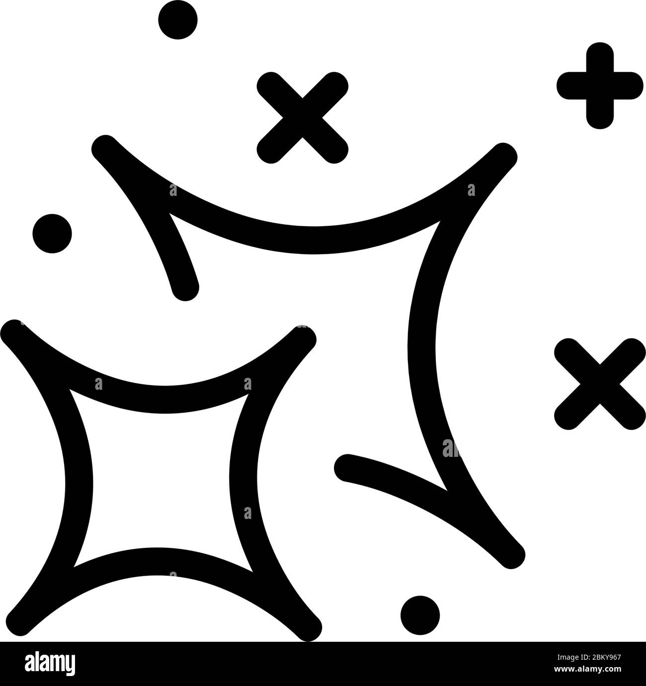 sfarfallio dell'illustrazione del profilo vettoriale delle icone a quattro punte curvate Illustrazione Vettoriale