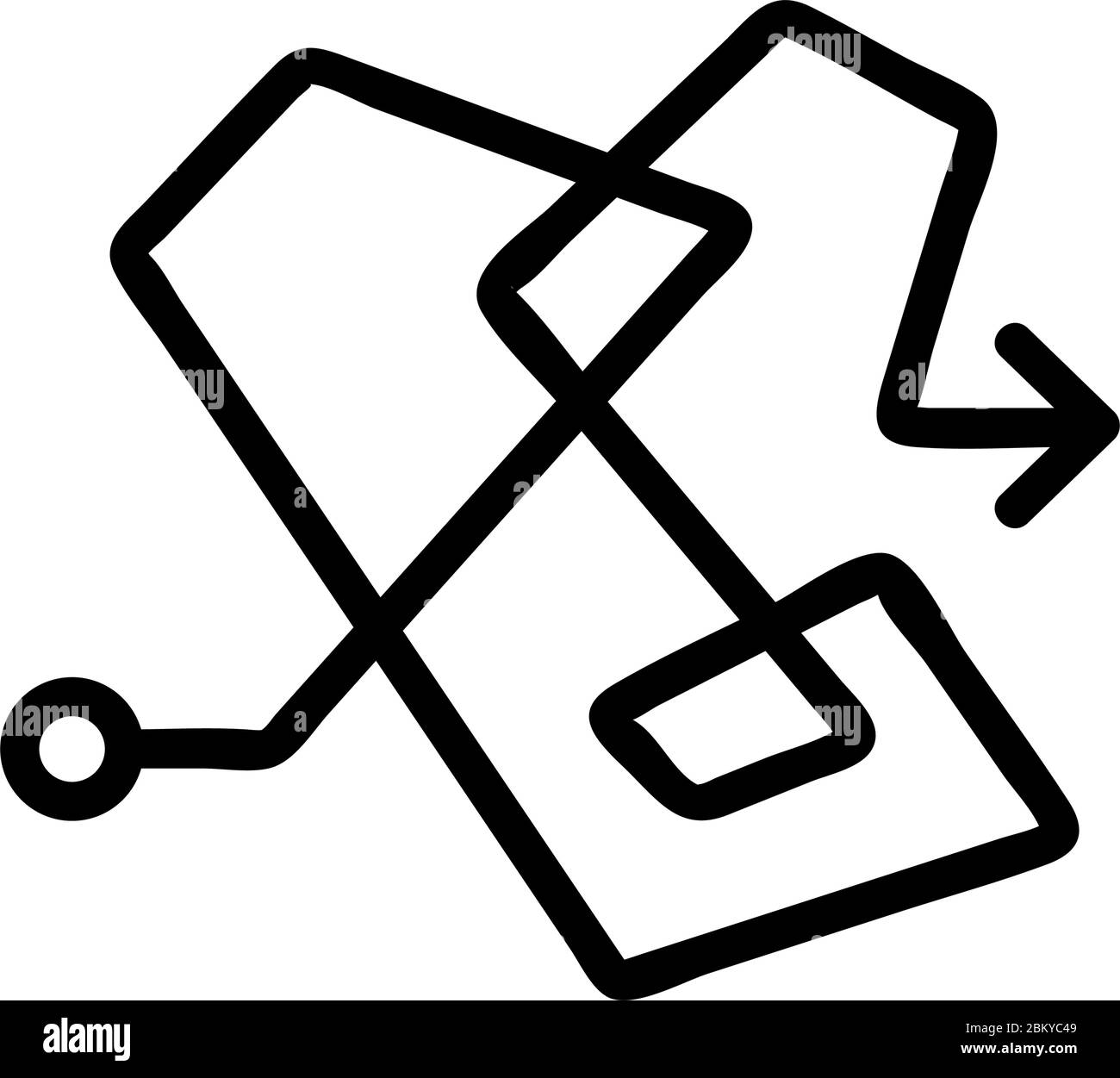 illustrazione del profilo vettoriale dell'icona del diagramma di instradamento confusa Illustrazione Vettoriale