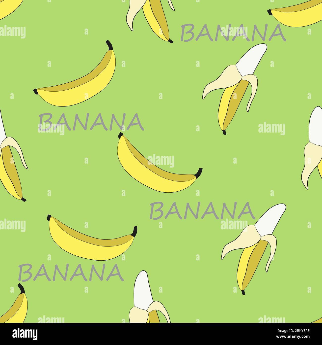 Senza cuciture Sweet maturo banana design disegnato da Vector illustrazione per carta da parati cartoline tessuto piastrelle texture sfondo Illustrazione Vettoriale