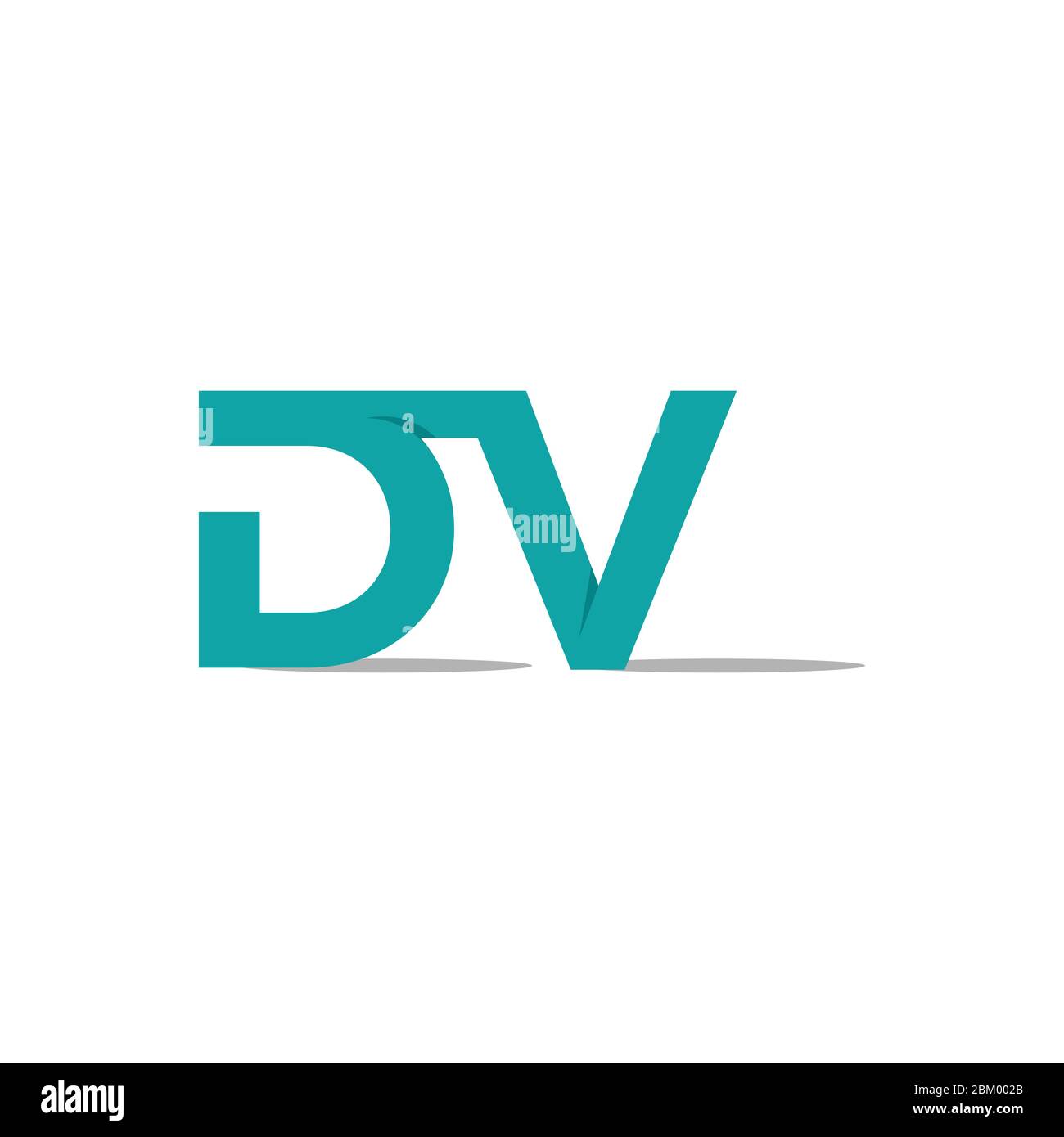 Logo letter DV tipografico con ombra isolata su sfondo bianco Illustrazione Vettoriale