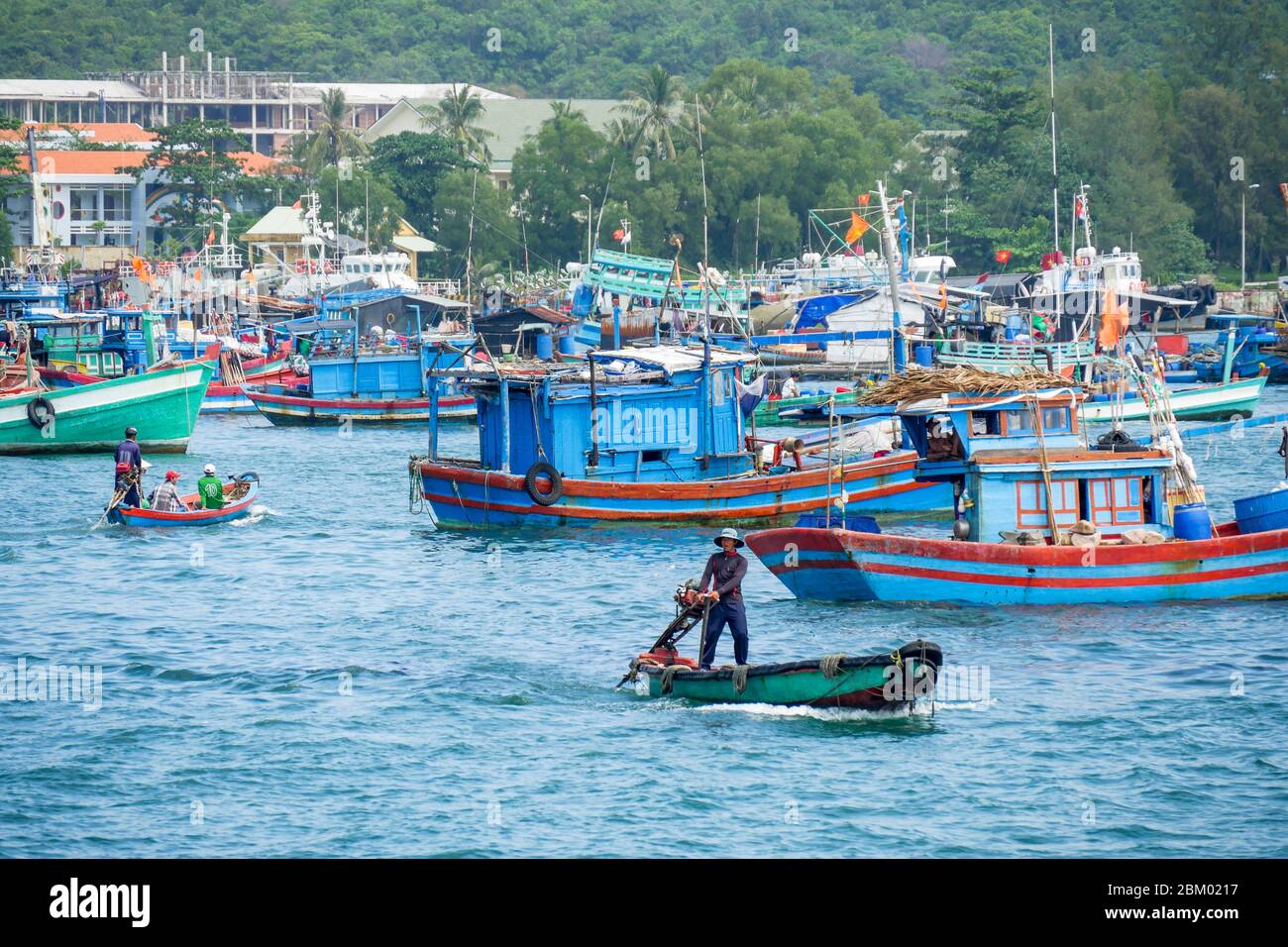 Porto di pescatori di Kiên Giang, sull'isola di Phu Quoc (Vietnam) Foto Stock