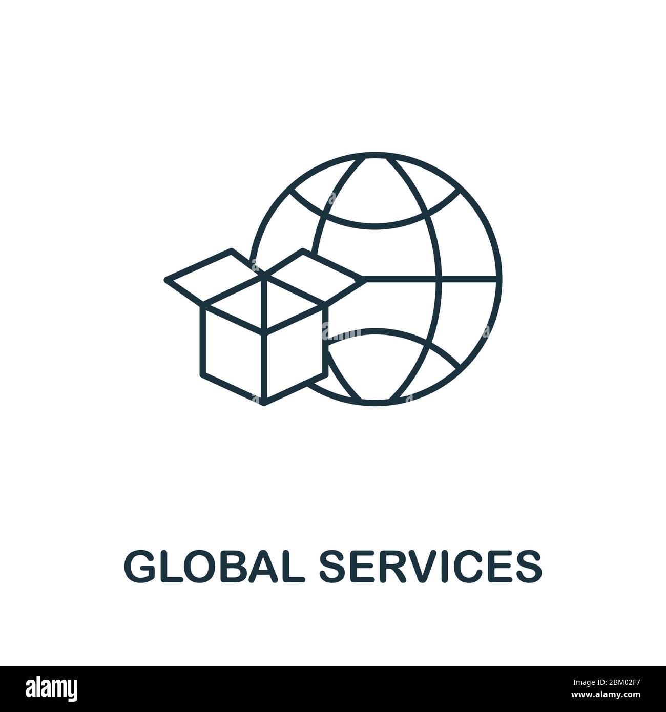 Icona servizi globali della raccolta aziendale globale. Semplice linea Global Services icona per modelli, web design e infografica Illustrazione Vettoriale