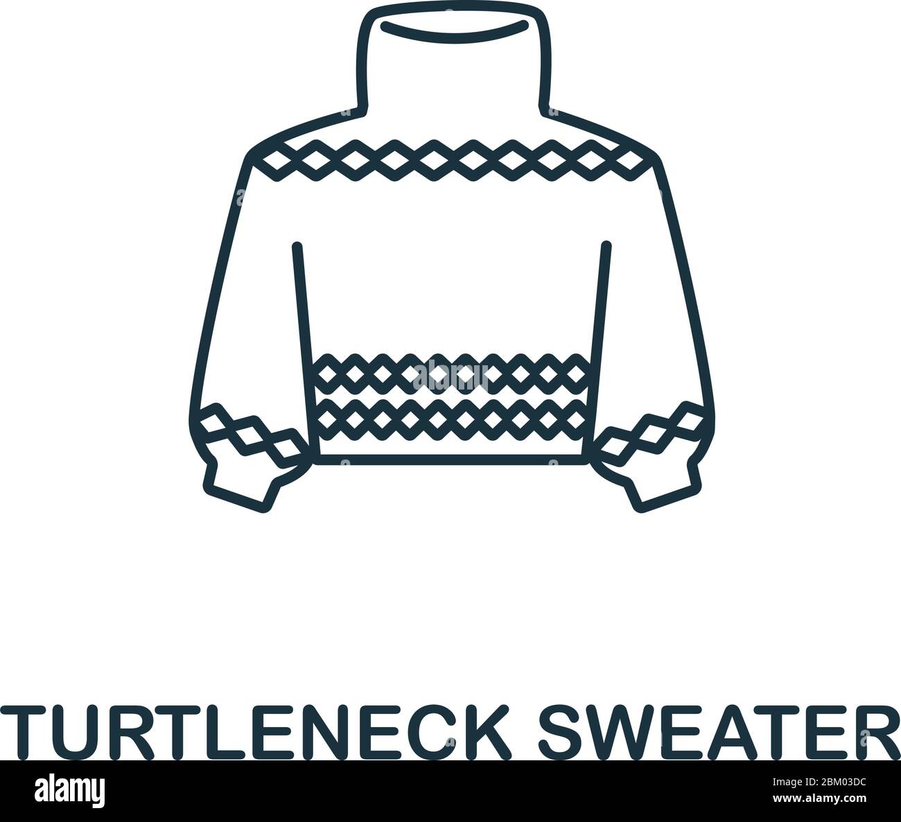 Icona della maglia Turtleneck della collezione invernale. Pullover Turtleneck con elemento di linea semplice per modelli, web design e infografiche Illustrazione Vettoriale