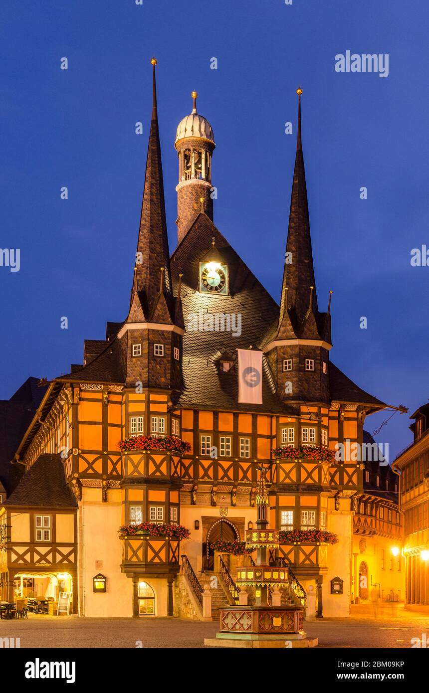 Rathaus, Wernigerode, Harz, Sachsen-Anhalt, Deutschland, Europa Foto Stock