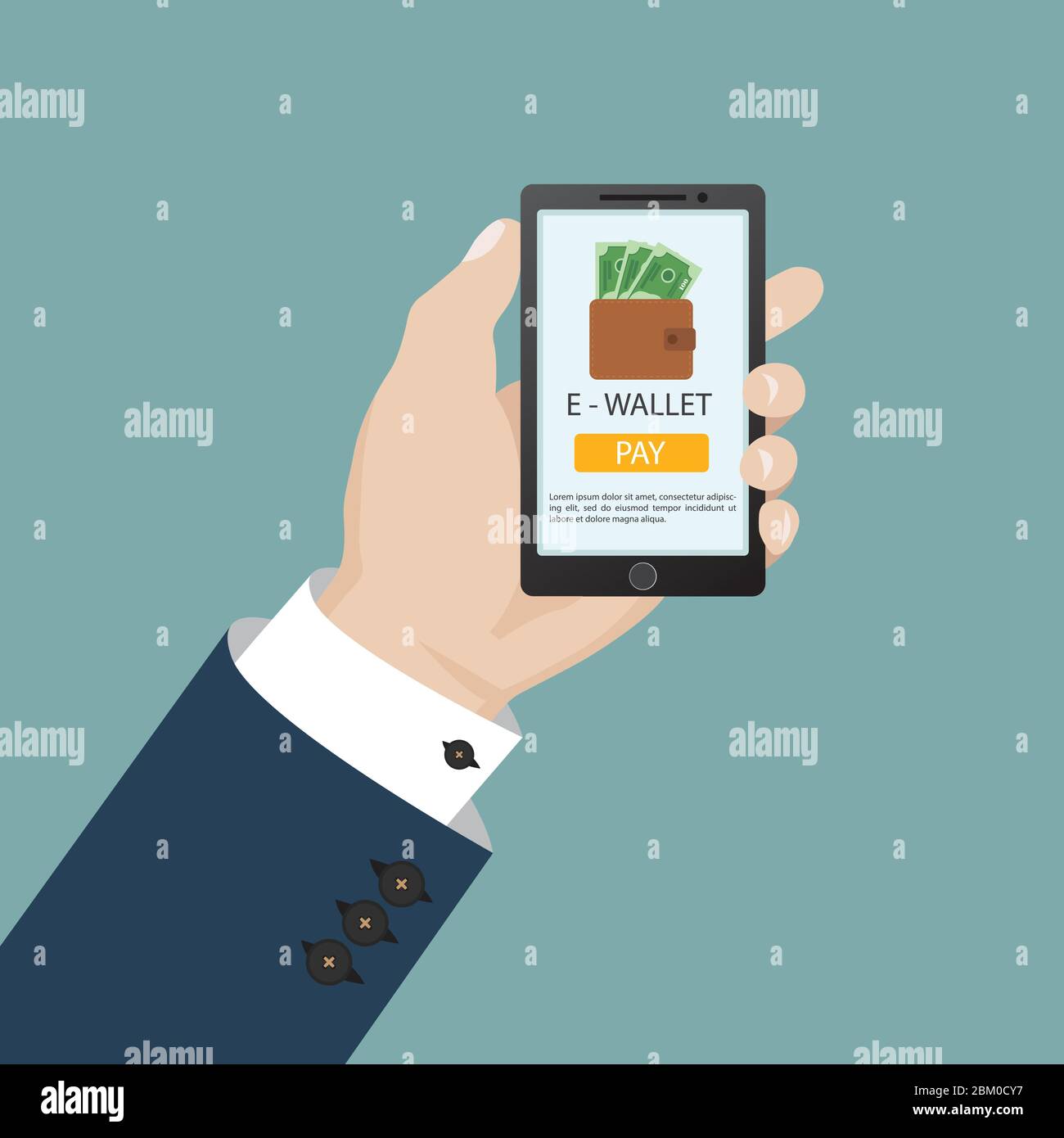 Concetto di portafoglio online. Illustrazione vettoriale in design piatto. Illustrazione Vettoriale