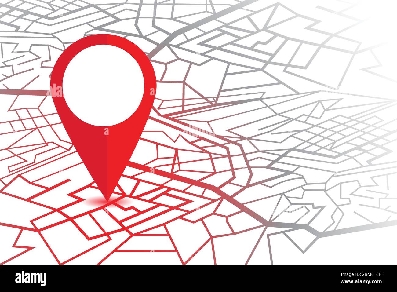 Pin navigatore GPS. Mappa con un pin isolato su sfondo bianco Illustrazione Vettoriale