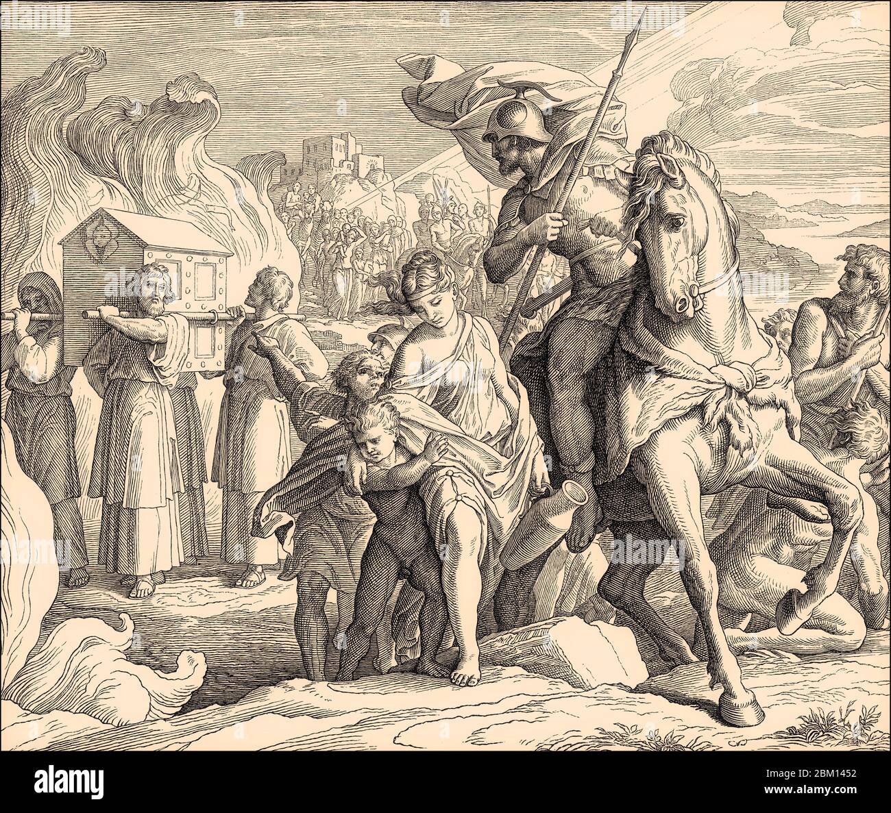 Attraversare il Giordano, Antico Testamento, di Julius Schnorr von Carolsfeld, 1860 Foto Stock