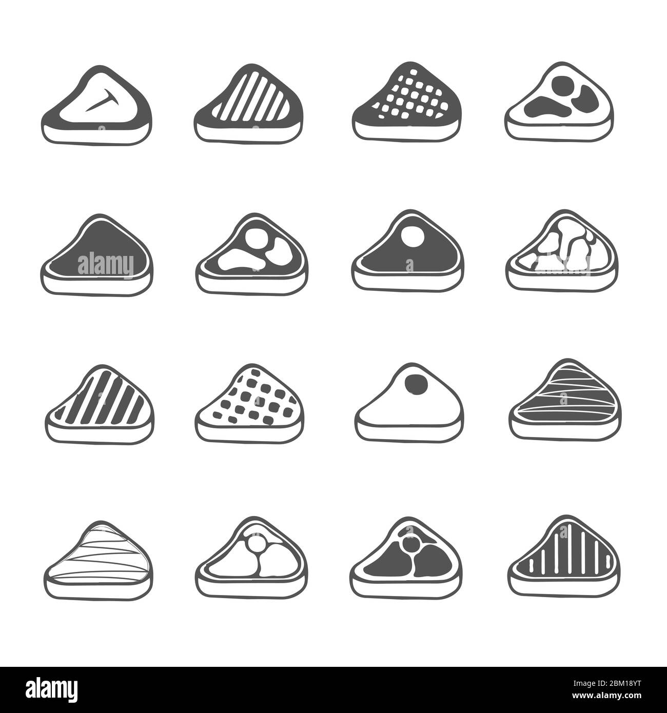 Bistecca di set di icone vettore Foto Stock