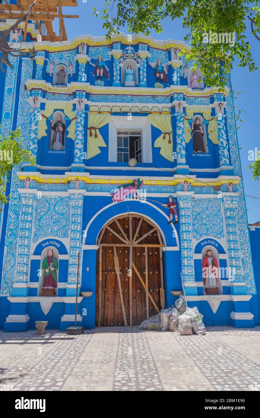 Santa Maria de la Asuncion chiesa, 18 ° secolo, Tlancualpico, Puebla, Messico Foto Stock