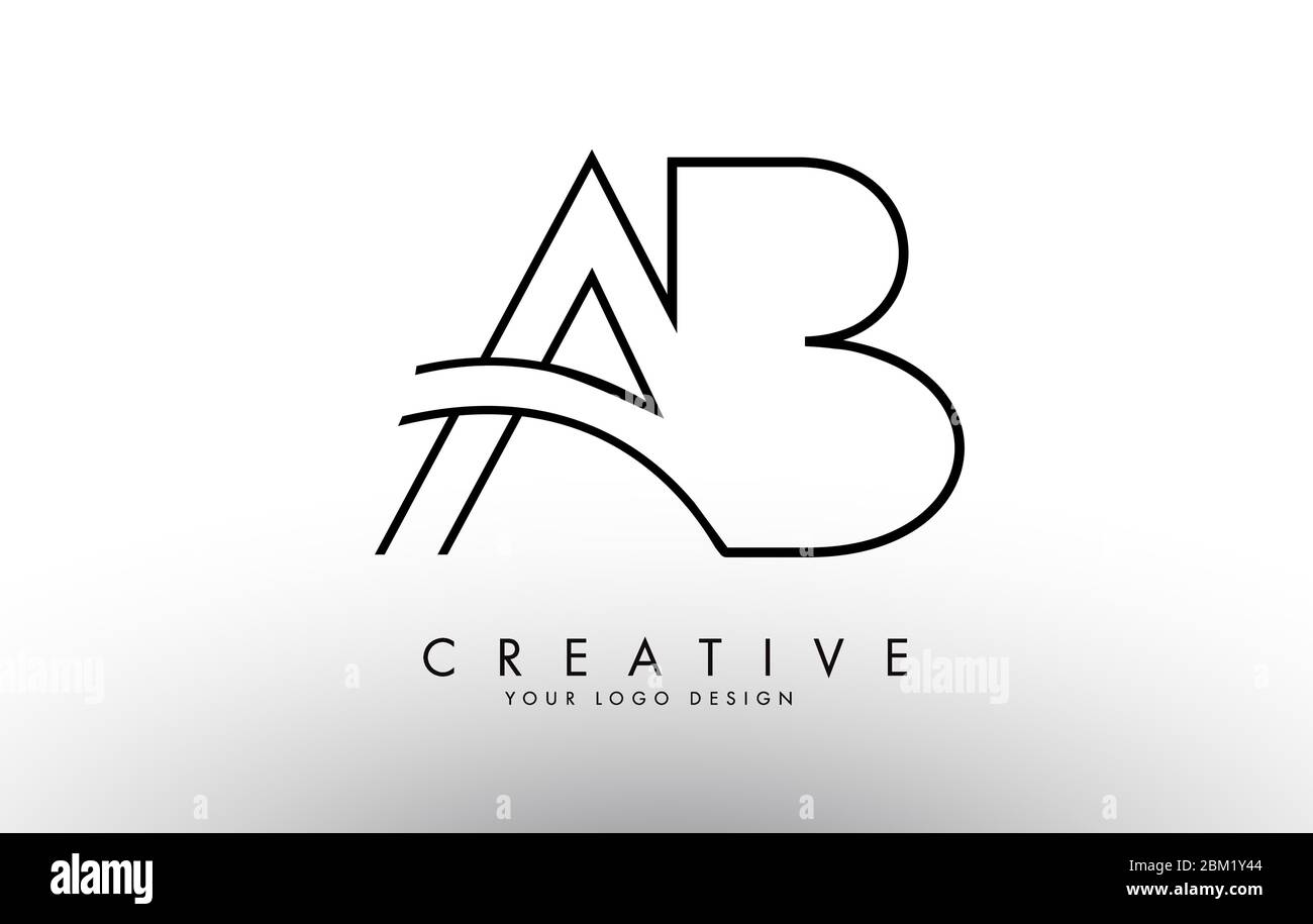 Semplice ed elegante Logo di lettere AB A B con un design di concetto monogramma. Icona lettera AB creativa con illustrazione vettoriale linee nere. Illustrazione Vettoriale
