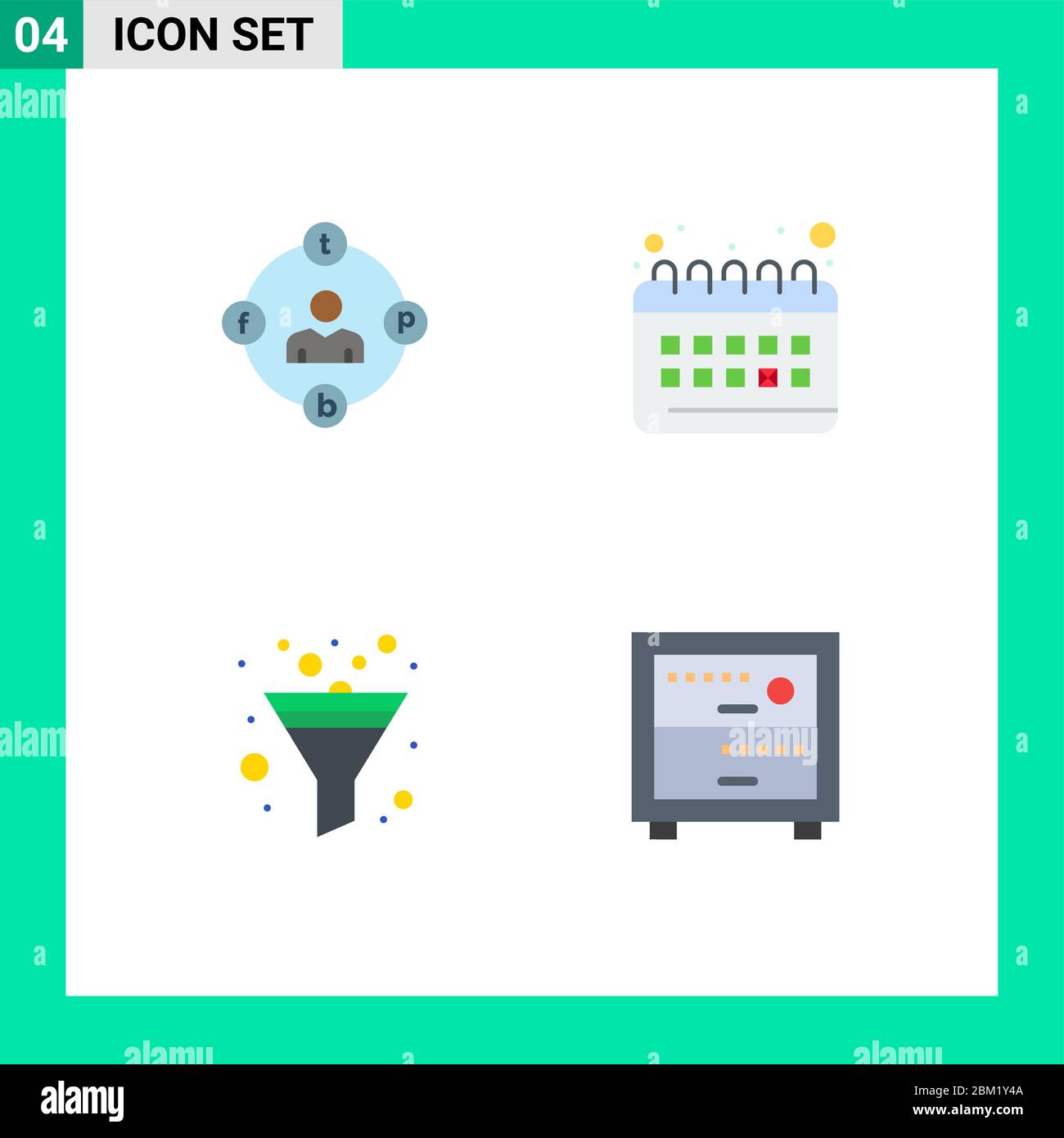 Pacchetto icone vettore di 4 simboli e insegne per social media, filtri, supporti, orologio, Ordina elementi di progettazione vettoriale modificabili Illustrazione Vettoriale