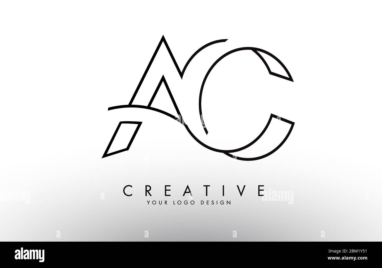 Logo AC A C Letters con un semplice ed elegante monogramma. Icona Creative AC Letter con illustrazione vettoriale linee nere. Illustrazione Vettoriale