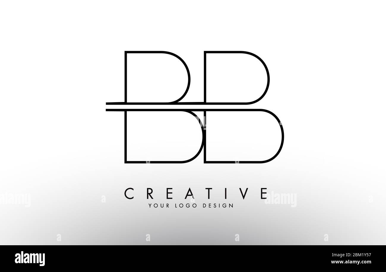 BB B Letters Logo con un semplice monogramma di design. Icona Creative BB Letter con illustrazione vettoriale linee nere. Illustrazione Vettoriale