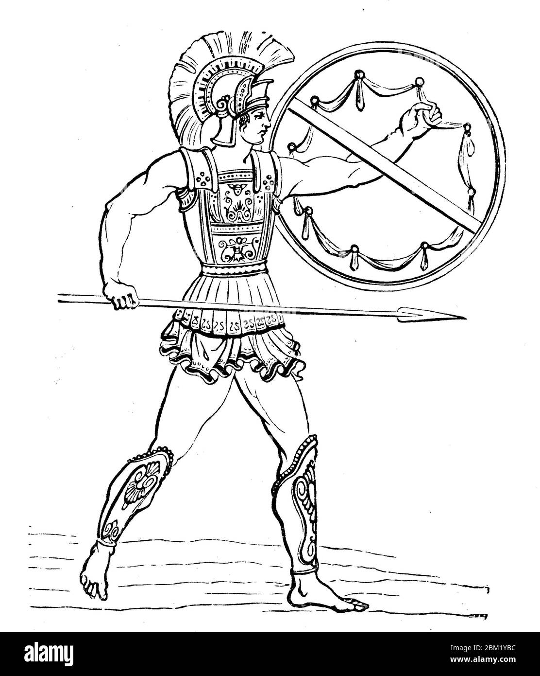 L'Oplite greca, un Oplite, un Oplite, tedesco pesantemente armato,  attrezzature militari, armature, scudo, era un membro della forza  principale degli eserciti greci del periodo Archaico e classico /  griechischer Hoplit, Ein Hoplit
