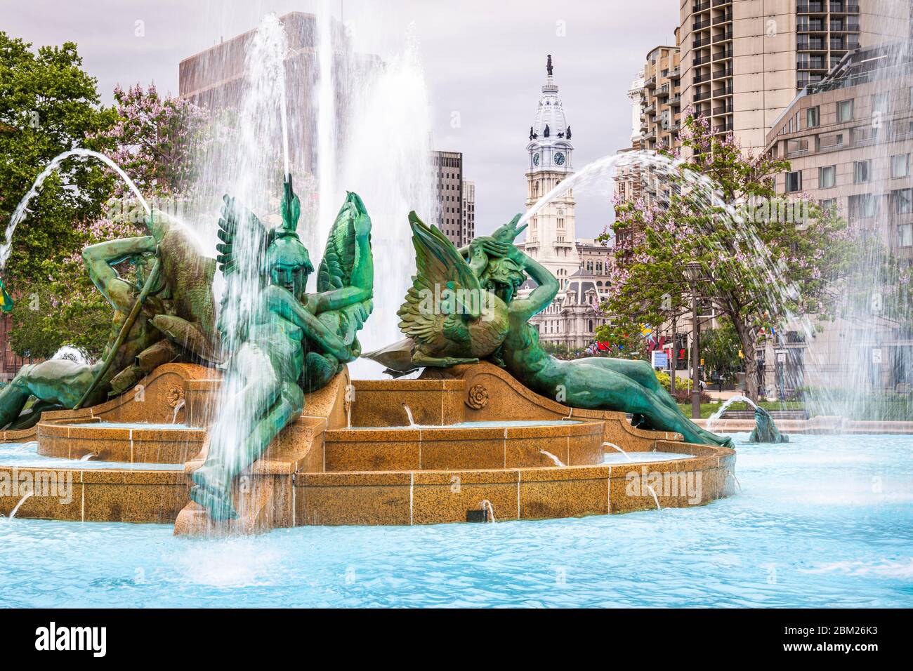 La fontana Swann Memorial nel centro di Philadelphia, USA. Foto Stock