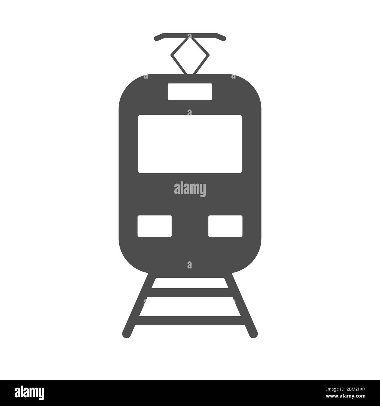 Icona vettoriale di un tram o di un treno. Design semplice, silhouette piena isolata su sfondo bianco. Progettazione di siti Web e applicazioni Illustrazione Vettoriale