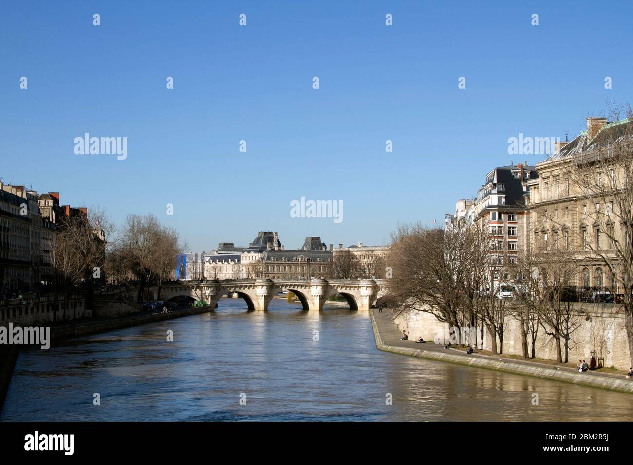 Pont Neuf (nuovo Ponte) a Parigi sul fiume Sena. Foto Stock