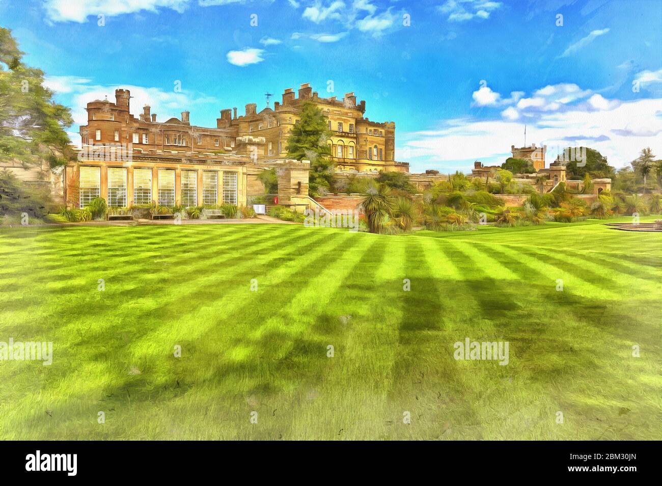 Vista sul castello Culzean dipinto colorato sembra immagine, Scozia, Regno Unito Foto Stock