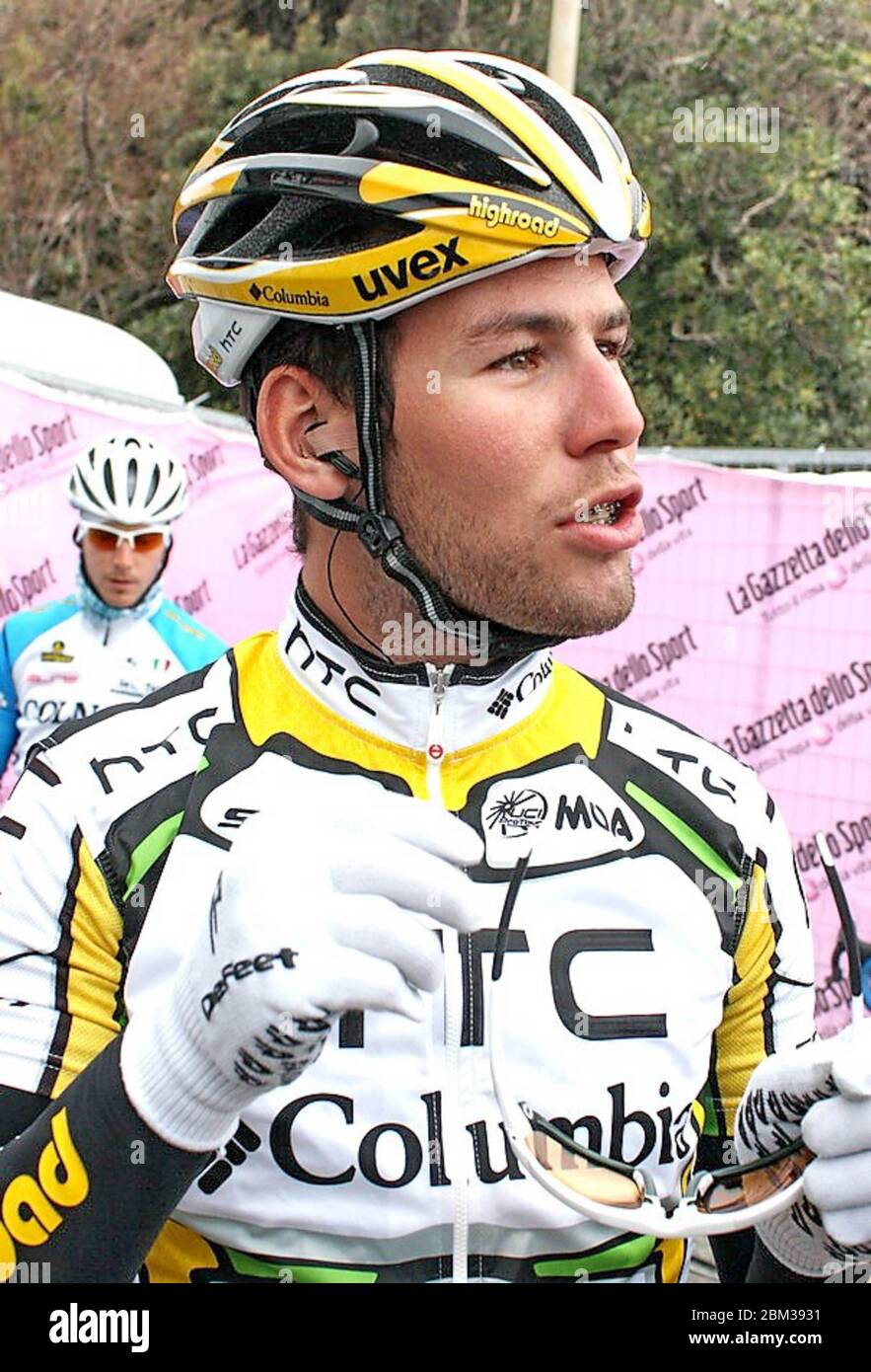 Mark Cavendish di HTC-Columbia durante la gara ciclistica Tirreno - Adriatico 2010,tappa 1,Livourne - Rosignano Solvay(148Km) il 10 marzo 2010 a Livourne Italie - Foto Laurent Lairys / DPPI Foto Stock