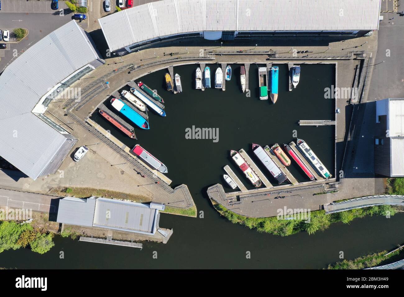 Vista aerea del drone di Southbank Marina Kirkintilloch Foto Stock