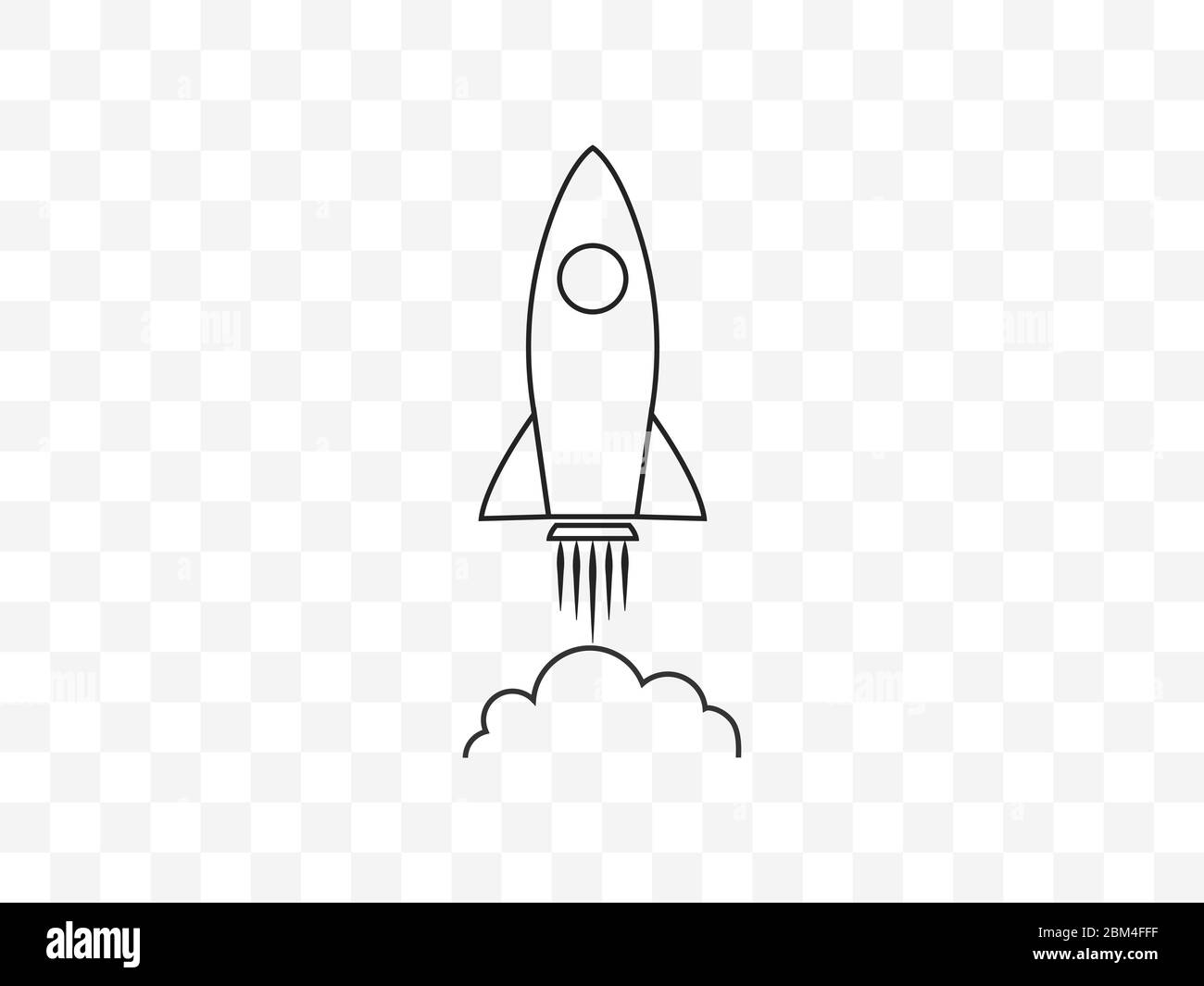 Icona di avvio, razzo. Illustrazione vettoriale, design piatto. Illustrazione Vettoriale