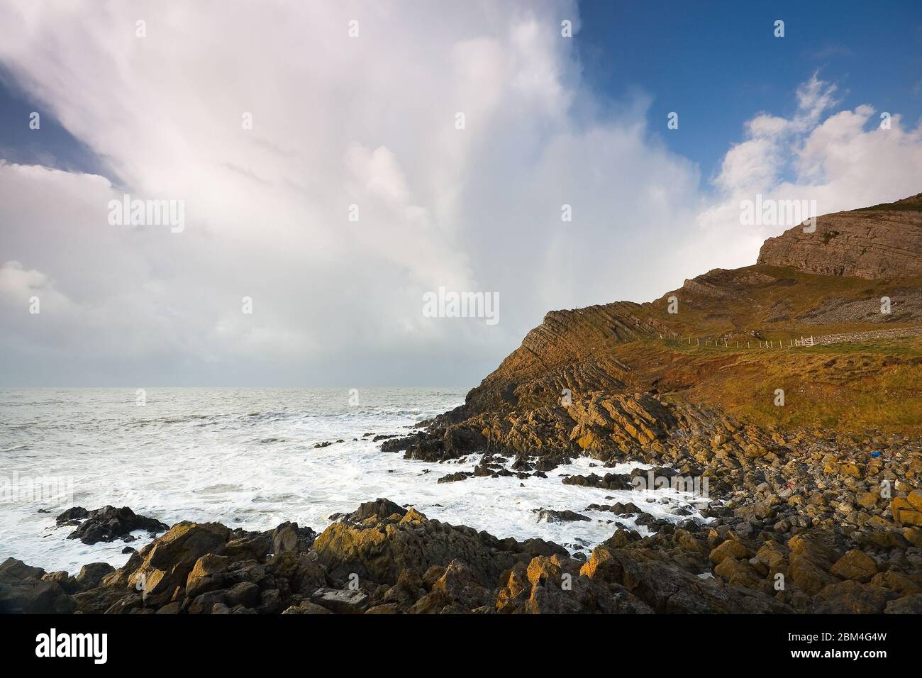 Scogliere vicino a Port Eynon, Galles, Regno Unito. Foto Stock