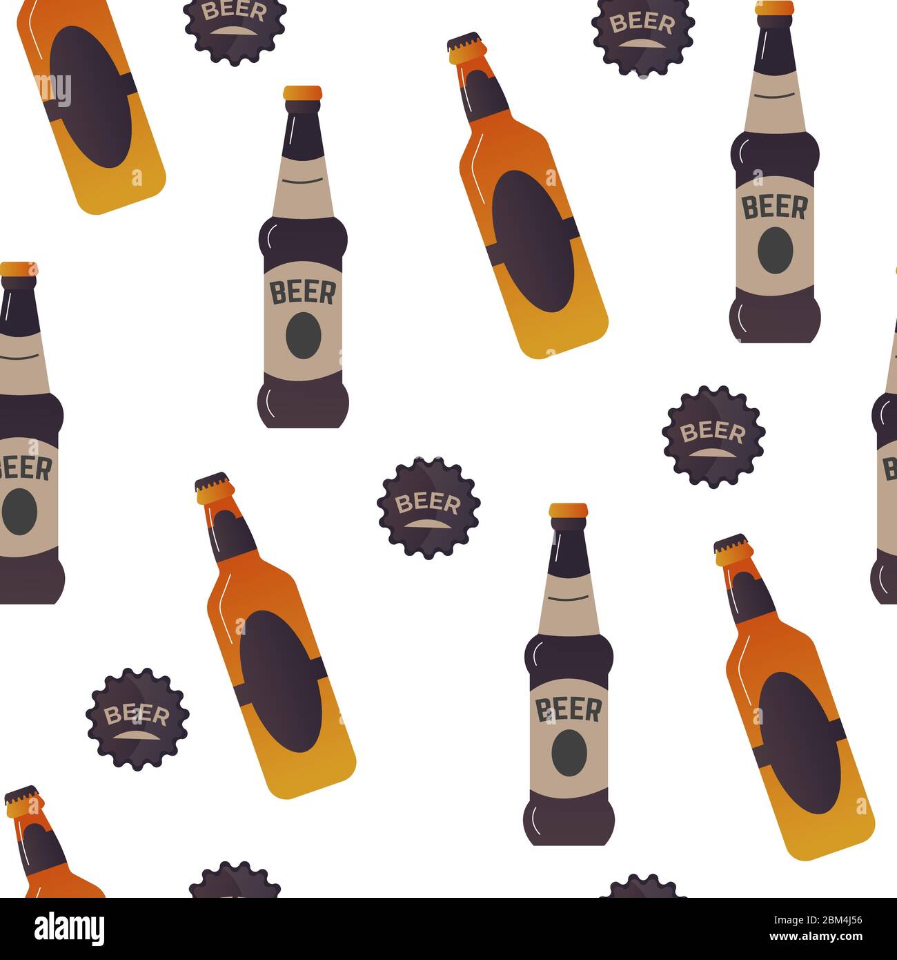 Bottiglie di birra, bevande alcoliche con emblemi senza cuciture Illustrazione Vettoriale