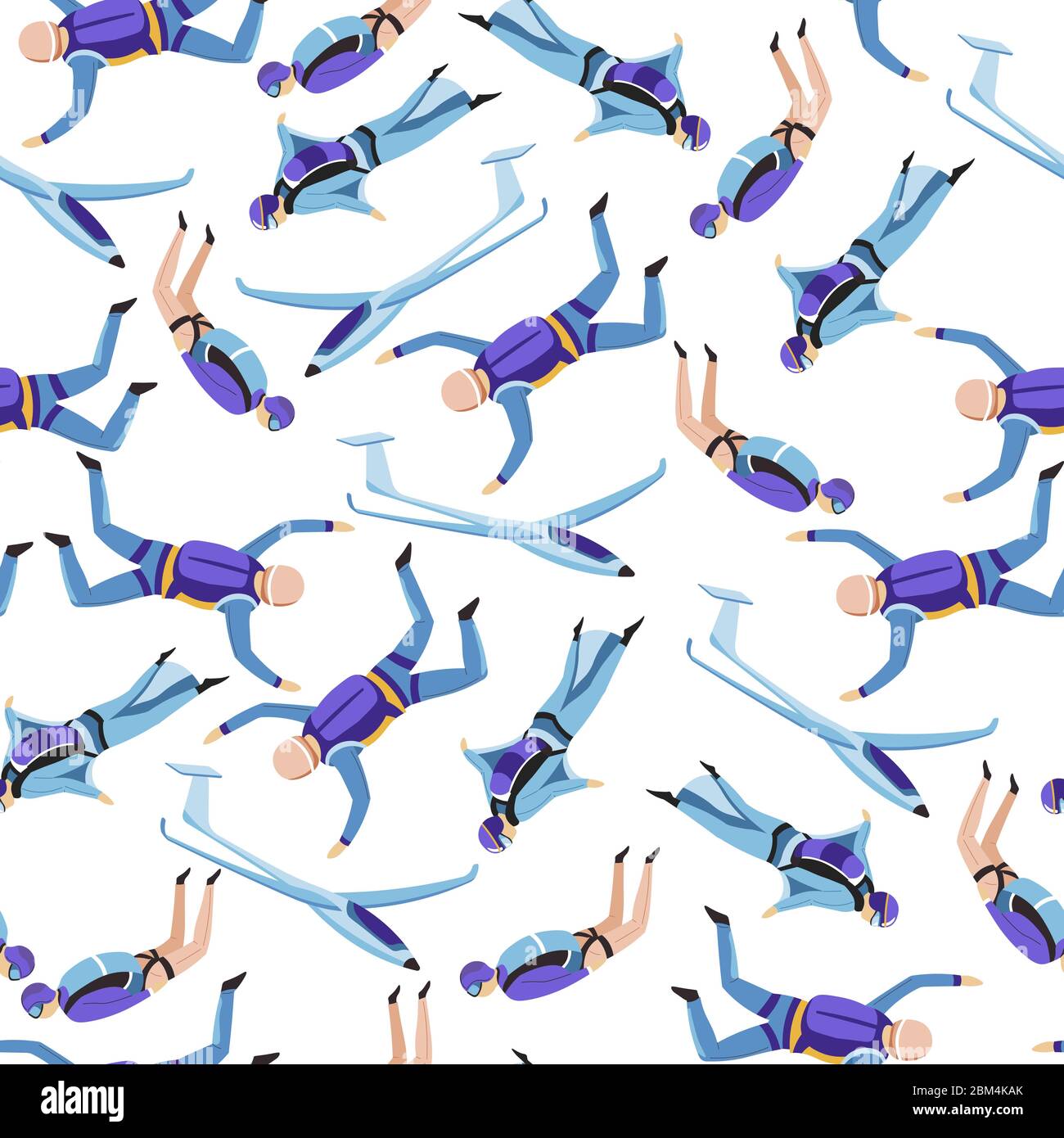 Sport estremi, paracadutisti e vettore di pattern senza giunture di aeromobili Illustrazione Vettoriale