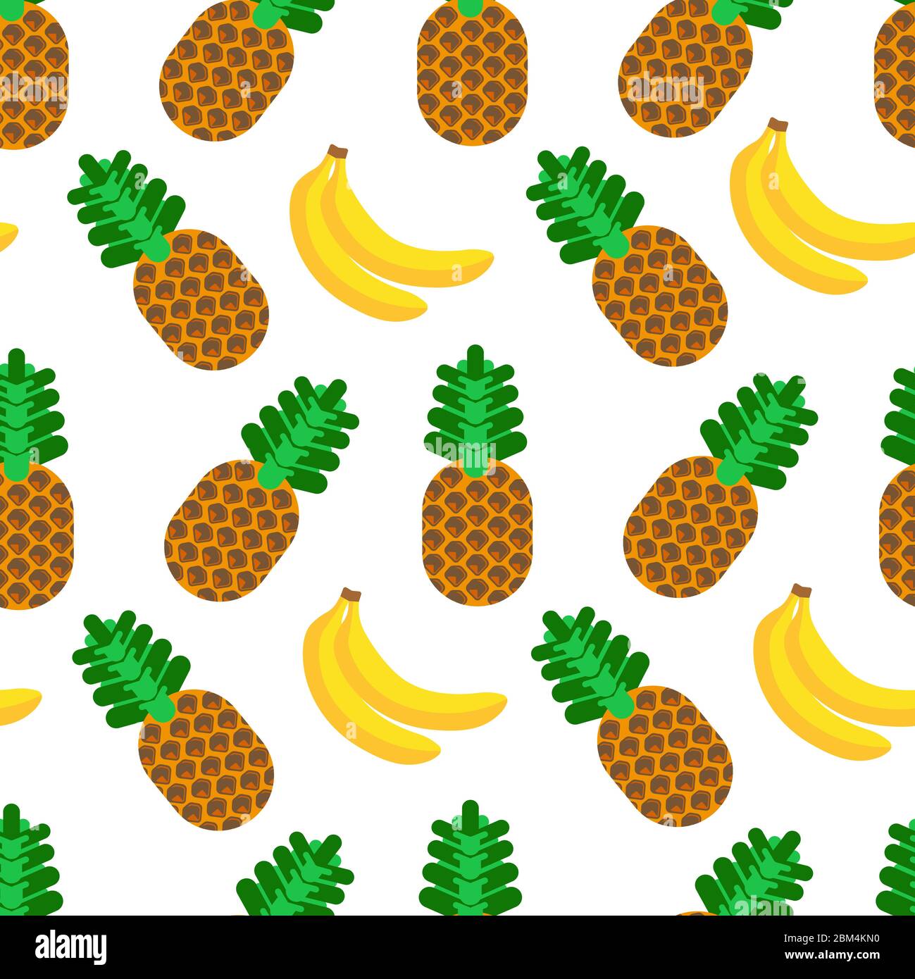 Ananas e banana, frutti tropicali ed esotici senza cuciture modello Illustrazione Vettoriale