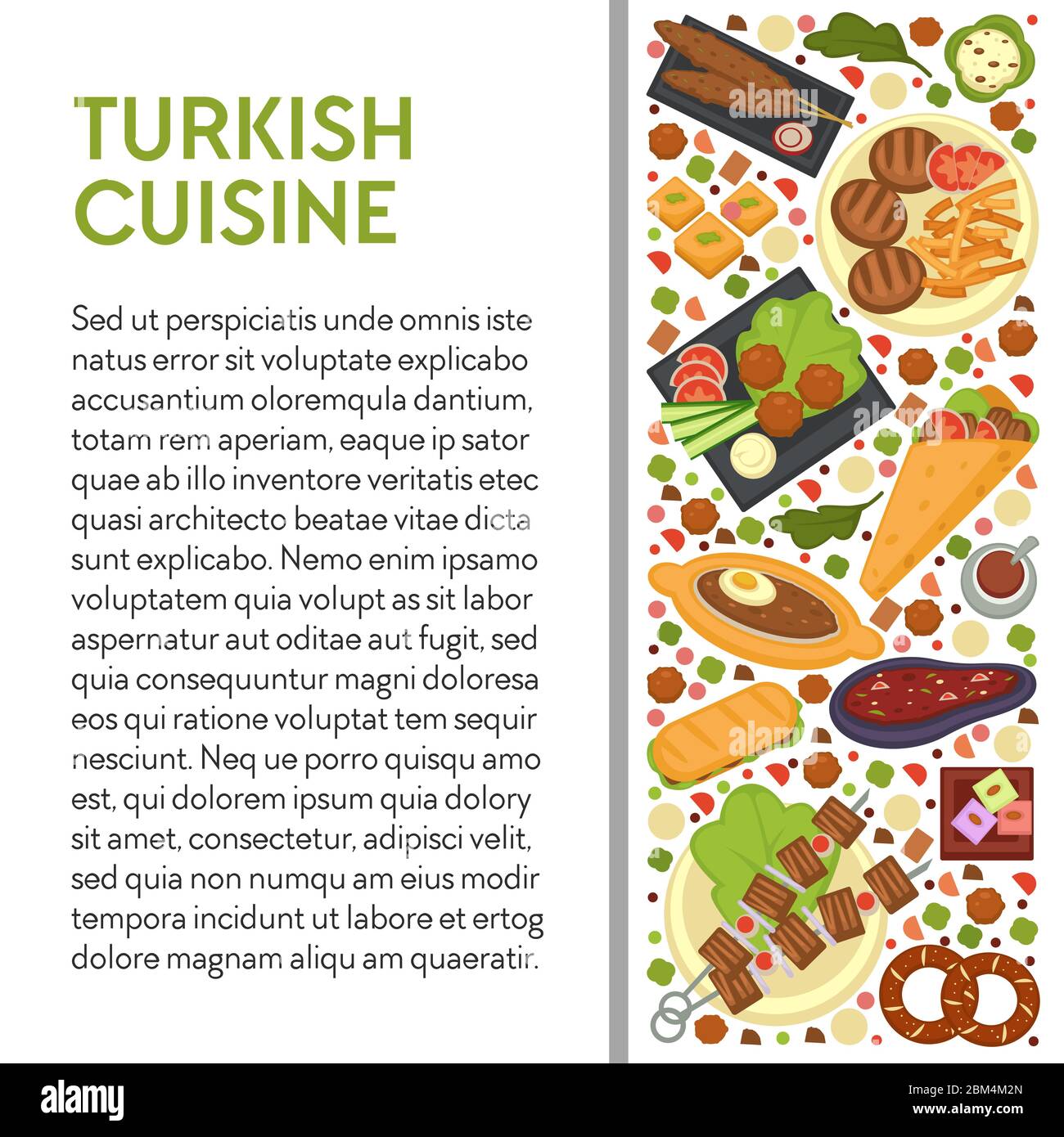 Banner modello cucina turca con testo, menu ristorante Illustrazione Vettoriale