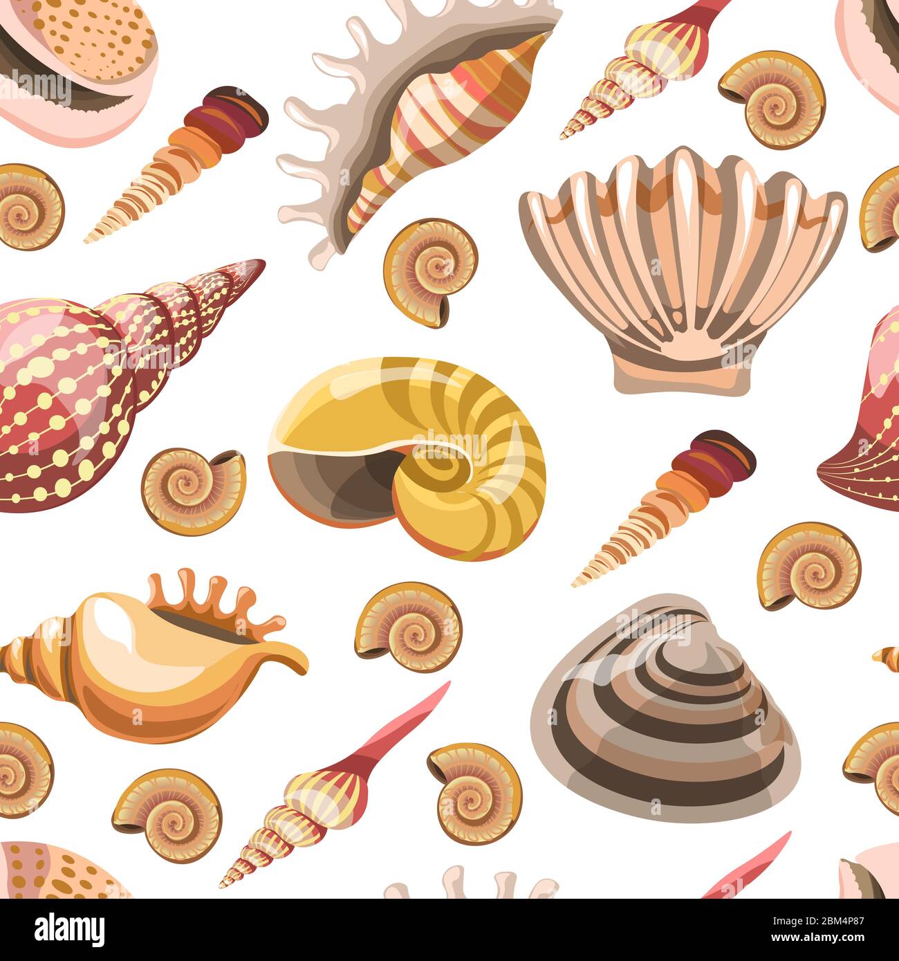 Conchiglie e foca, oceani e abitanti del mare modello senza soluzione di continuità Illustrazione Vettoriale