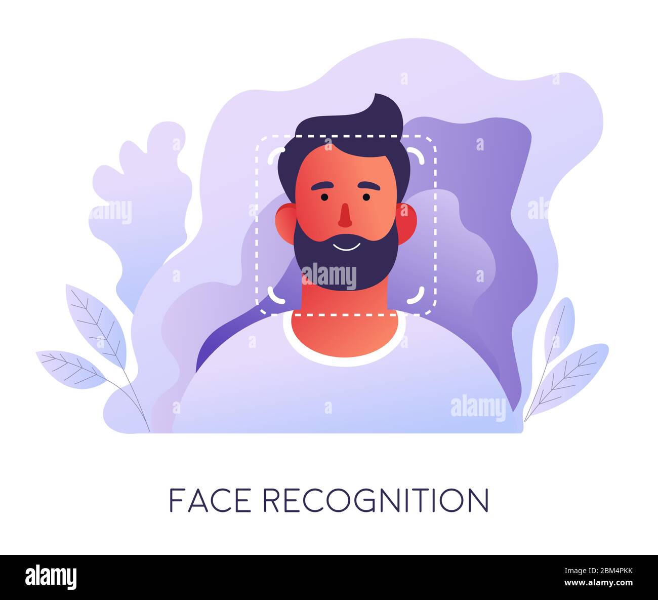 Riconoscimento facciale per l'autenticazione e l'accesso al dispositivo o all'app Illustrazione Vettoriale
